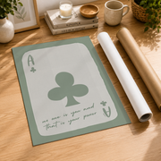 Playing Card Wall Art Sage Green Lucky You Poster Retro Trendy Preppy Y2K Room Decor - Format: Rolled Canvas