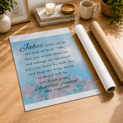 Prayer Of Jabez Christian Wall Art, Blessing Bible Verse Poster - Format: Rolled Canvas