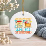 Preppy Math Pi Equals Pie Funny Design Glass Ornament - Material: Circle Ceramic Ornament