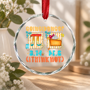 Preppy Math Pi Equals Pie Funny Design Glass Ornament - Material: Circle Glass Ornament