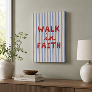 Preppy Striped Bible Verse Wall Art Set, Christian Dorm Prints - Format: Stretched Canvas