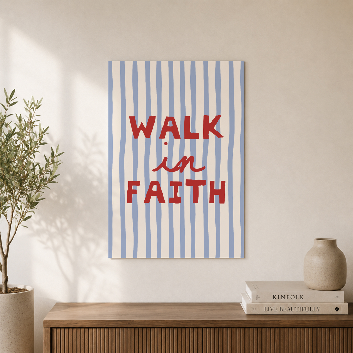 Preppy Striped Bible Verse Wall Art Set, Christian Dorm Prints - Format: Unframed Paper Poster