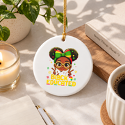 Pretty Black And Educated Afro Queen Glass Ornament - Material: Circle Ceramic Ornament