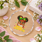 Pretty Black And Educated Afro Queen Glass Ornament - Material: Circle Glass Ornament