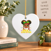 Pretty Black And Educated Afro Queen Glass Ornament - Material: Heart Ceramic Ornament