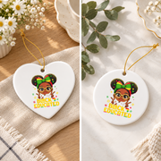 Pretty Black And Educated Afro Queen Glass Ornament - Material: Heart Ceramic Ornament