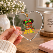 Pretty Black And Educated Afro Queen Glass Ornament - Material: Heart Glass Ornament