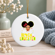 Pretty Black Educated Strong Queen Glass Ornament - Material: Circle Ceramic Ornament
