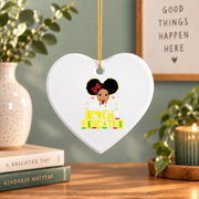 Pretty Black Educated Strong Queen Glass Ornament - Material: Heart Ceramic Ornament