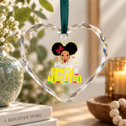 Pretty Black Educated Strong Queen Glass Ornament - Material: Heart Glass Ornament