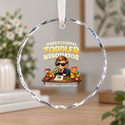 Professional Negotiator Funny Baby Keepsake Ceramic Ornament - Material: Circle Glass Ornament