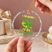 Promoted To Big Brother Pregnancy Announcement Ceramic Ornament - Material: Circle Glass Ornament