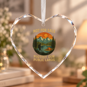 Protect Public Lands Nature Hiking Ceramic Ornament - Material: Heart Glass Ornament