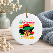 Proud Black African American History Glass Ornament - Material: Circle Ceramic Ornament