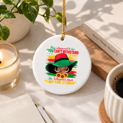 Proud Black African American History Glass Ornament - Material: Circle Ceramic Ornament