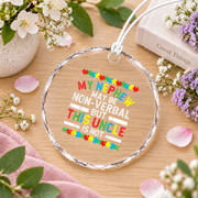Proud Uncle Autism Awareness Ornament Glass Ornament - Material: Circle Glass Ornament