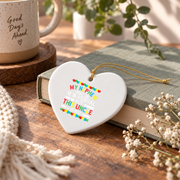 Proud Uncle Autism Awareness Ornament Glass Ornament - Material: Heart Ceramic Ornament