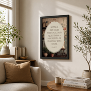 Proverbs 17:1 Christian Wall Art, Minimal Bible Verse Home Poster - Format: Black Framed Poster