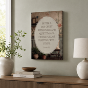 Proverbs 17:1 Christian Wall Art, Minimal Bible Verse Home Poster - Format: Stretched Canvas
