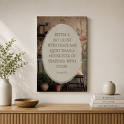 Proverbs 17:1 Christian Wall Art, Minimal Bible Verse Home Poster - Format: Stretched Canvas