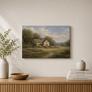 Proverbs 24:3-4 Christian Wall Art, By Wisdom A House Is Built Cottage Poster - Format: Stretched Canvas