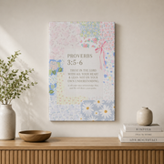 Proverbs 3:5-6 Christian Wall Art, Coquette Scripture Collage Poster - Format: Stretched Canvas