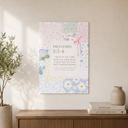 Proverbs 3:5-6 Christian Wall Art, Coquette Scripture Collage Poster - Format: Unframed Paper Poster