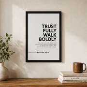 Proverbs 3:5-6 Trust Fully Christian Wall Art, Scripture Faith Poster - Format: Black Framed Poster