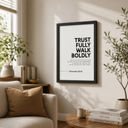 Proverbs 3:5-6 Trust Fully Christian Wall Art, Scripture Faith Poster - Format: Black Framed Poster