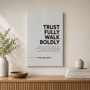 Proverbs 3:5-6 Trust Fully Christian Wall Art, Scripture Faith Poster - Format: Stretched Canvas