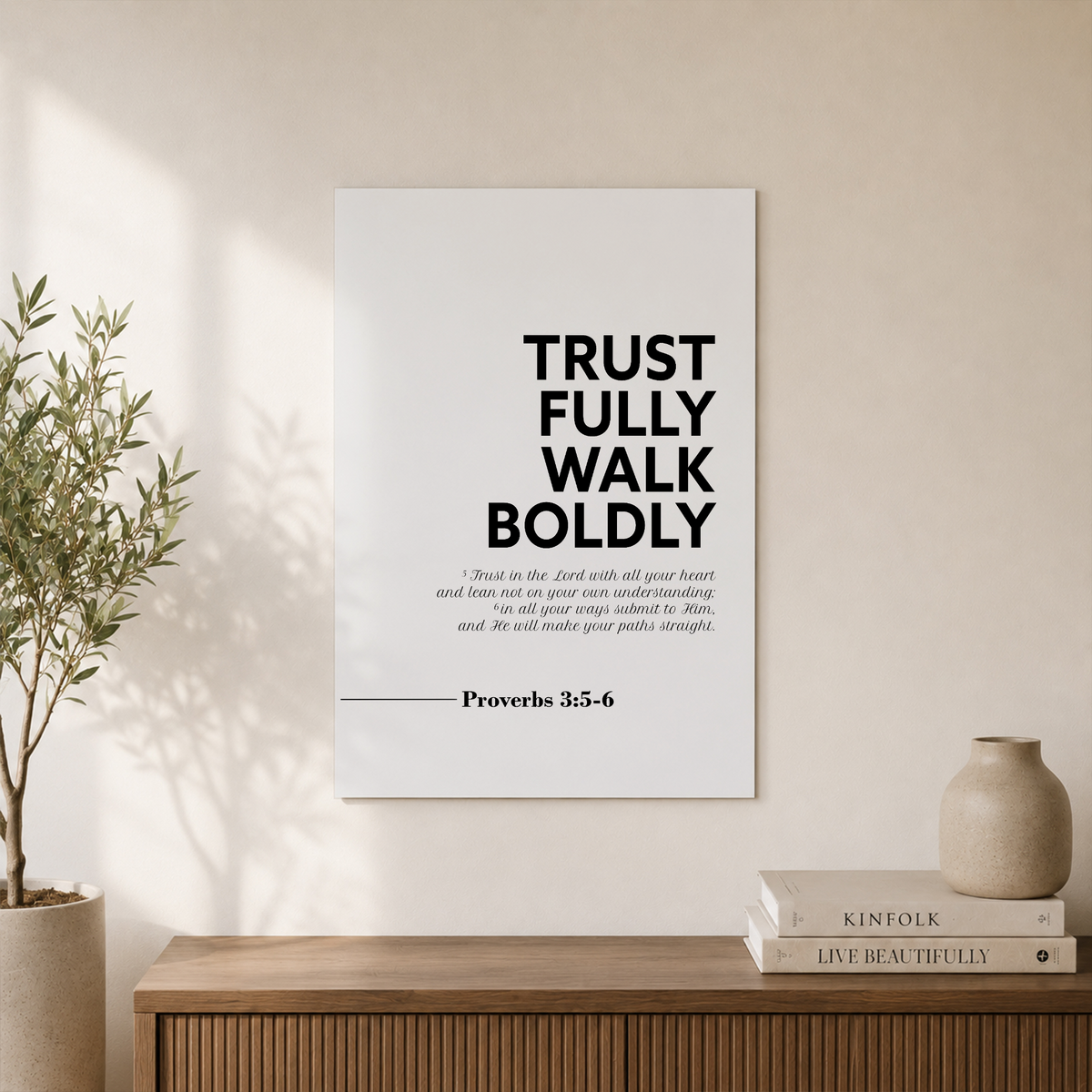 Proverbs 3:5-6 Trust Fully Christian Wall Art, Scripture Faith Poster - Format: Unframed Paper Poster