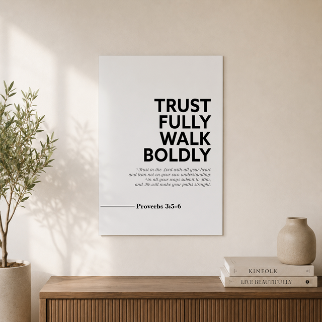 Proverbs 3:5-6 Trust Fully Christian Wall Art, Scripture Faith Poster - Format: Unframed Paper Poster