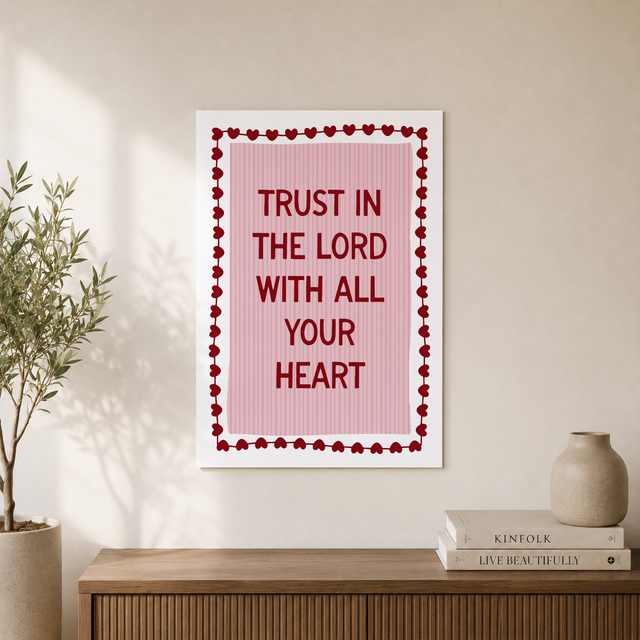 Proverbs 3:5 Trust In The Lord Christian Wall Art, Pink Coquette Poster - Format: Unframed Paper Poster