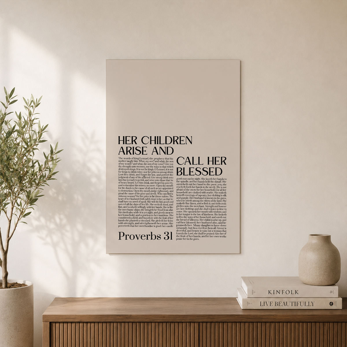 Proverbs 31 Vintage Christian Wall Art, Scripture Gift Poster for Mom - Format: Unframed Paper Poster