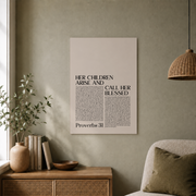 Proverbs 31 Vintage Christian Wall Art, Scripture Gift Poster for Mom - Format: Unframed Paper Poster