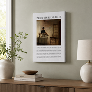 Proverbs 31 Virtuous Woman Christian Wall Art Set, Vintage Scripture Prints - Format: Stretched Canvas