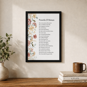 Proverbs 31 Woman Christian Wall Art, Rustic Floral Bible Verse Poster - Format: Black Framed Poster
