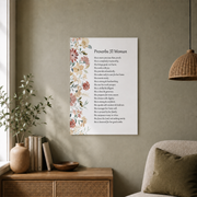 Proverbs 31 Woman Christian Wall Art, Rustic Floral Bible Verse Poster - Format: Unframed Paper Poster