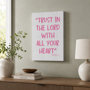Proverbs Pink Christian Wall Art, Dark Pink Bible Verse Poster - Format: Stretched Canvas