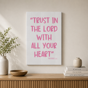 Proverbs Pink Christian Wall Art, Dark Pink Bible Verse Poster - Format: Stretched Canvas