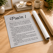 Psalm 1 Christian Wall Art, Minimalist Scripture Typography Poster - Format: Rolled Canvas