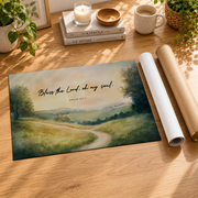 Psalm 103:1 Bless The Lord Christian Wall Art, Watercolor Scripture Poster - Format: Rolled Canvas