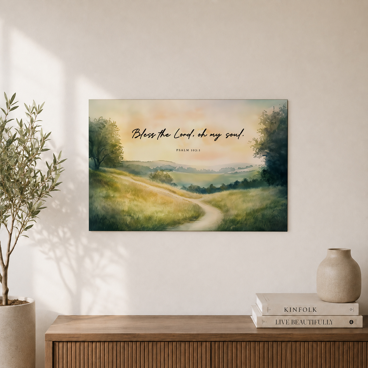Psalm 103:1 Bless The Lord Christian Wall Art, Watercolor Scripture Poster - Format: Unframed Paper Poster