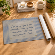Psalm 121 Coastal Christian Wall Art, Striped Dorm Scripture Poster - Format: Rolled Canvas