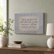 Psalm 121 Coastal Christian Wall Art, Striped Dorm Scripture Poster - Format: Stretched Canvas