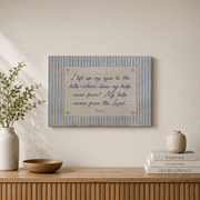 Psalm 121 Coastal Christian Wall Art, Striped Dorm Scripture Poster - Format: Stretched Canvas