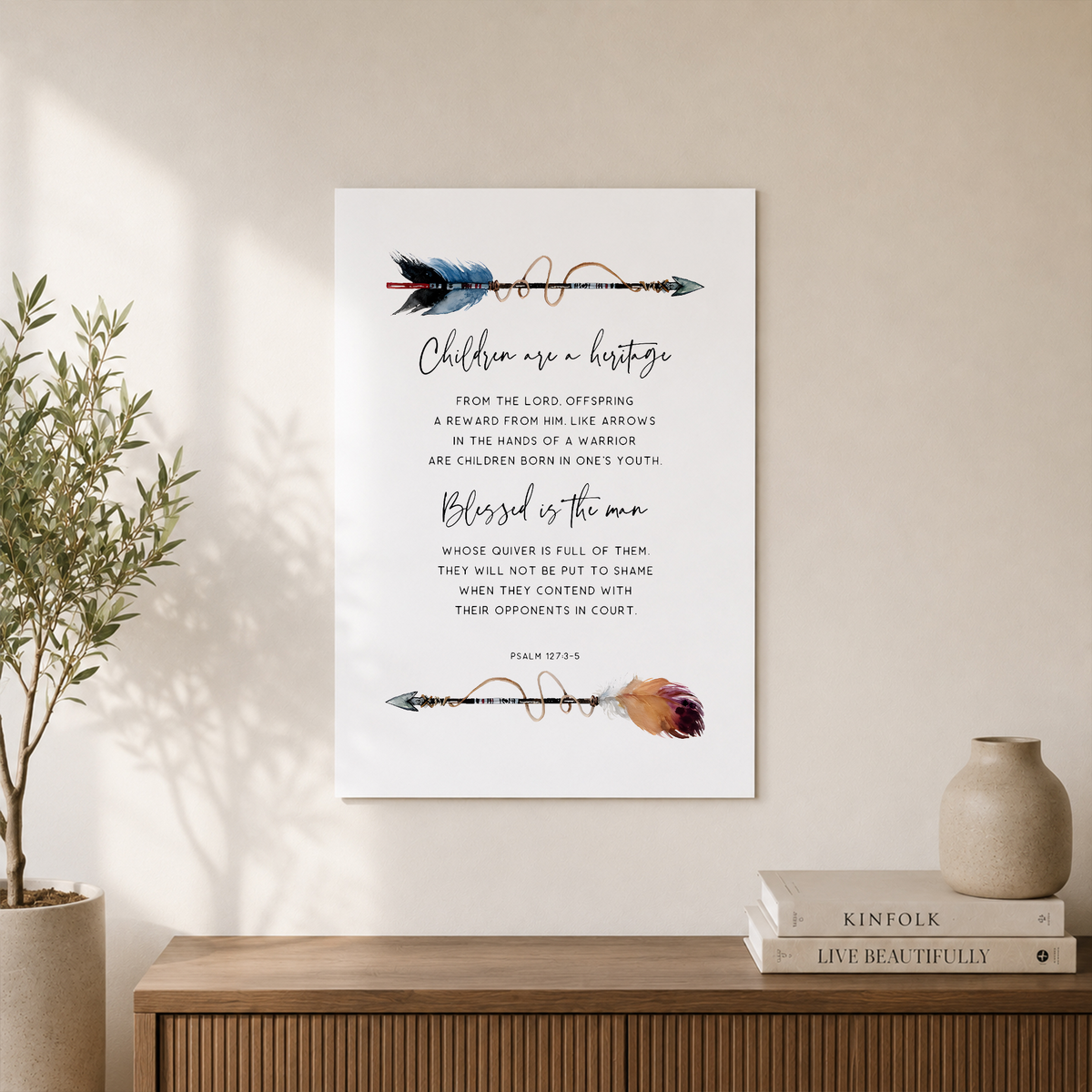 Psalm 127:3-5 Children Are A Heritage Christian Nursery Wall Art - Format: Unframed Paper Poster