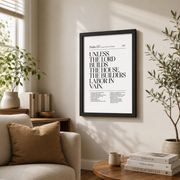Psalm 127 Christian Wall Art, Family Scripture Poster - Format: Black Framed Poster