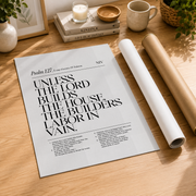 Psalm 127 Christian Wall Art, Family Scripture Poster - Format: Rolled Canvas