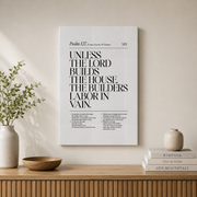 Psalm 127 Christian Wall Art, Family Scripture Poster - Format: Stretched Canvas